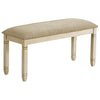 Monarch Specialties I 1266 - Bench, 41" Rectangular, Kitchen, Dining Room, Entryway, Bedroom, Upholstered, Wood, Antique White Solid Wood, Beige Linen-look Fabric, Transitional - - Mounts For Less