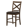 Monarch Specialties I 1388 - Dining Chair, 44" Height, Set Of 2, Side, Upholstered, Counter Height, Dining Room, Kitchen, Dark Walnut, Brown Leather Look, Transitional - - Mounts For Less