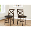 Monarch Specialties I 1388 - Dining Chair, 44" Height, Set Of 2, Side, Upholstered, Counter Height, Dining Room, Kitchen, Dark Walnut, Brown Leather Look, Transitional - - Mounts For Less