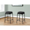 Monarch Specialties I 2225 - Barstool, Counter Height, Set Of 2, Kitchen, Black Leather Look, Black Metal, Contemporary, Modern - - Mounts For Less