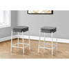 Monarch Specialties I 2227 - Barstool, Counter Height, Set Of 2, Kitchen, Grey Fabric, White Metal, Contemporary, Modern - - Mounts For Less
