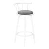 Monarch Specialties I 2397 - Bar Stool, Set Of 2, Swivel, Bar Height, White Metal, Grey Leather Look, Contemporary, Modern - - Mounts For Less