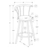 Monarch Specialties I 2397 - Bar Stool, Set Of 2, Swivel, Bar Height, White Metal, Grey Leather Look, Contemporary, Modern - 83-2397 - Mounts For Less