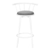 Monarch Specialties I 2397 - Bar Stool, Set Of 2, Swivel, Bar Height, White Metal, Grey Leather Look, Contemporary, Modern - - Mounts For Less