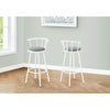 Monarch Specialties I 2397 - Bar Stool, Set Of 2, Swivel, Bar Height, White Metal, Grey Leather Look, Contemporary, Modern - - Mounts For Less