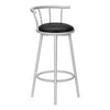 Monarch Specialties I 2399 - Bar Stool, Set Of 2, Swivel, Bar Height, Grey Metal, Black Leather Look, Contemporary, Modern - - Mounts For Less