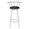 Monarch Specialties I 2399 - Bar Stool, Set Of 2, Swivel, Bar Height, Grey Metal, Black Leather Look, Contemporary, Modern - - Mounts For Less