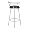 Monarch Specialties I 2399 - Bar Stool, Set Of 2, Swivel, Bar Height, Grey Metal, Black Leather Look, Contemporary, Modern - - Mounts For Less