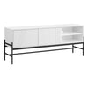 Monarch Specialties I 2738 - Tv Stand, 60 Inch, Console, Media Entertainment Center, Storage Cabinet, Living Room, Bedroom, White Laminate, Black Metal, Contemporary, Modern - 83-2738 - Mounts For Less