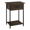 Monarch Specialties I 3816 - Accent Table, 2 Tier, End, Lamp, Living Room, Side Table, Storage Drawer, Small, Dark Oak Laminate, Black Metal, Contemporary - - Mounts For Less