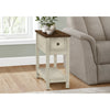 Monarch Specialties I 3962 - Side Table, End, Accent Table, 2 Tier, Narrow, Bedroom, Lamp, Storage Drawer, Antique White Veneer, Brown Veneer, Transitional - - Mounts For Less