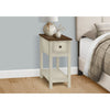 Monarch Specialties I 3962 - Side Table, End, Accent Table, 2 Tier, Narrow, Bedroom, Lamp, Storage Drawer, Antique White Veneer, Brown Veneer, Transitional - - Mounts For Less