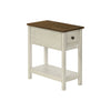 Monarch Specialties I 3962 - Side Table, End, Accent Table, 2 Tier, Narrow, Bedroom, Lamp, Storage Drawer, Antique White Veneer, Brown Veneer, Transitional - - Mounts For Less