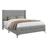 Monarch Specialties I 6040Q - Bed, Queen Size, Bedroom, Frame, Upholstered, Grey Linen Look, Chrome Metal Legs, Transitional - 83-6040Q - Mounts For Less