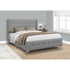 Monarch Specialties I 6040Q - Bed, Queen Size, Bedroom, Frame, Upholstered, Grey Linen Look, Chrome Metal Legs, Transitional - 83-6040Q - Mounts For Less