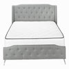Monarch Specialties I 6045Q - Bed, Queen Size, Bedroom, Frame, Upholstered, Grey Linen Look, Chrome Metal Legs, Transitional - 83-6045Q - Mounts For Less