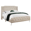 Monarch Specialties I 6046Q - Bed, Queen Size, Bedroom, Frame, Upholstered, Beige Linen Look, Chrome Metal Legs, Transitional - 83-6046Q - Mounts For Less