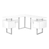 Monarch Specialties I 7695 - Computer Desk, Home Office, Corner, Storage, 58"L, L Shape, Work, Laptop, White Laminate, Grey Metal, Contemporary, Modern - 83-7695 - Mounts For Less