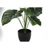 Monarch Specialties I 9578 - Artificial Plant, 24" Tall, Alocasia, Indoor, Faux, Fake, Table, Greenery, Potted, Real Touch, Decorative, Green Leaves, Black Pot - 83-9578 - Mounts For Less