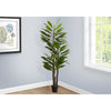 Monarch Specialties I 9595 - Artificial Plant, 83" Tall, Indoor, Dracaena Tree, Decorative, Faux, Fake, Floor, Potted, Real Touch, Green Leaves, Black Pot - - Mounts For Less