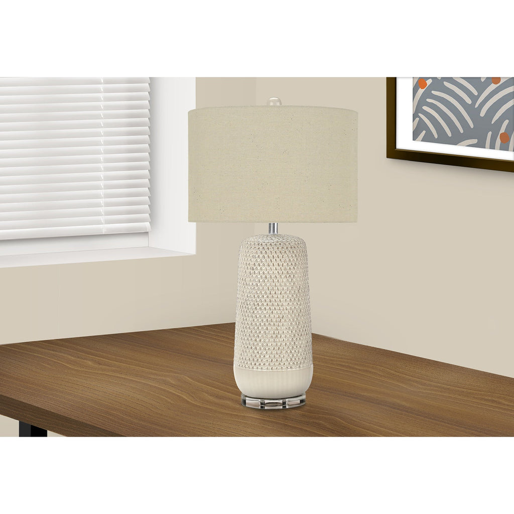 Monarch Specialties I 9605 - Lighting, 31"H, Table Lamp, Cream Ceramic, Beige Shade, Contemporary - 83-9605 - Mounts For Less
