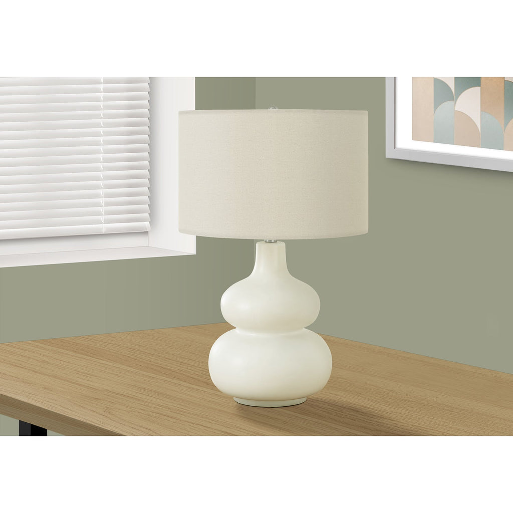 Monarch Specialties I 9608 - Lighting, 25"H, Table Lamp, Ivory / Cream Shade, Cream Ceramic, Contemporary - 83-9608 - Mounts For Less