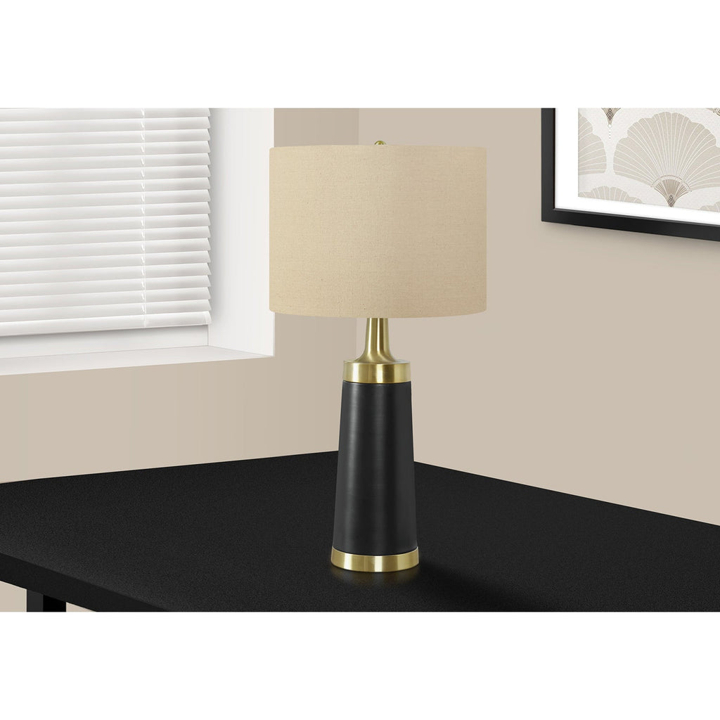 Monarch Specialties I 9623 - Lighting, 28"H, Table Lamp, Black Metal, Beige Shade, Contemporary - 83-9623 - Mounts For Less