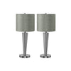 Monarch Specialties I 9642 - Lighting, Set Of 2, 24""H, Table Lamp, Usb Port Included, Nickel Metal, Grey Shade, Contemporary - 83-9642 - Mounts For Less