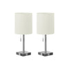Monarch Specialties I 9649 - Lighting, Set Of 2, 17"H, Table Lamp, Usb Port Included, Nickel Metal, Ivory / Cream Shade, Contemporary - 83-9649 - Mounts For Less