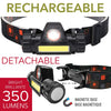 RCA - Swivel Headlamp with Headband, Detachable, Rechargeable, 350 Lumens - 80-RFL186 - Mounts For Less