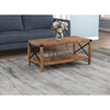 Safdie & Co Coffee Table - 39" Long Brown Reclaimed Wood Look with X Metal Sides for Living Room - 120-81117-Z-07 - Mounts For Less