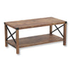Safdie & Co Coffee Table - 39" Long Brown Reclaimed Wood Look with X Metal Sides for Living Room - 120-81117-Z-07 - Mounts For Less