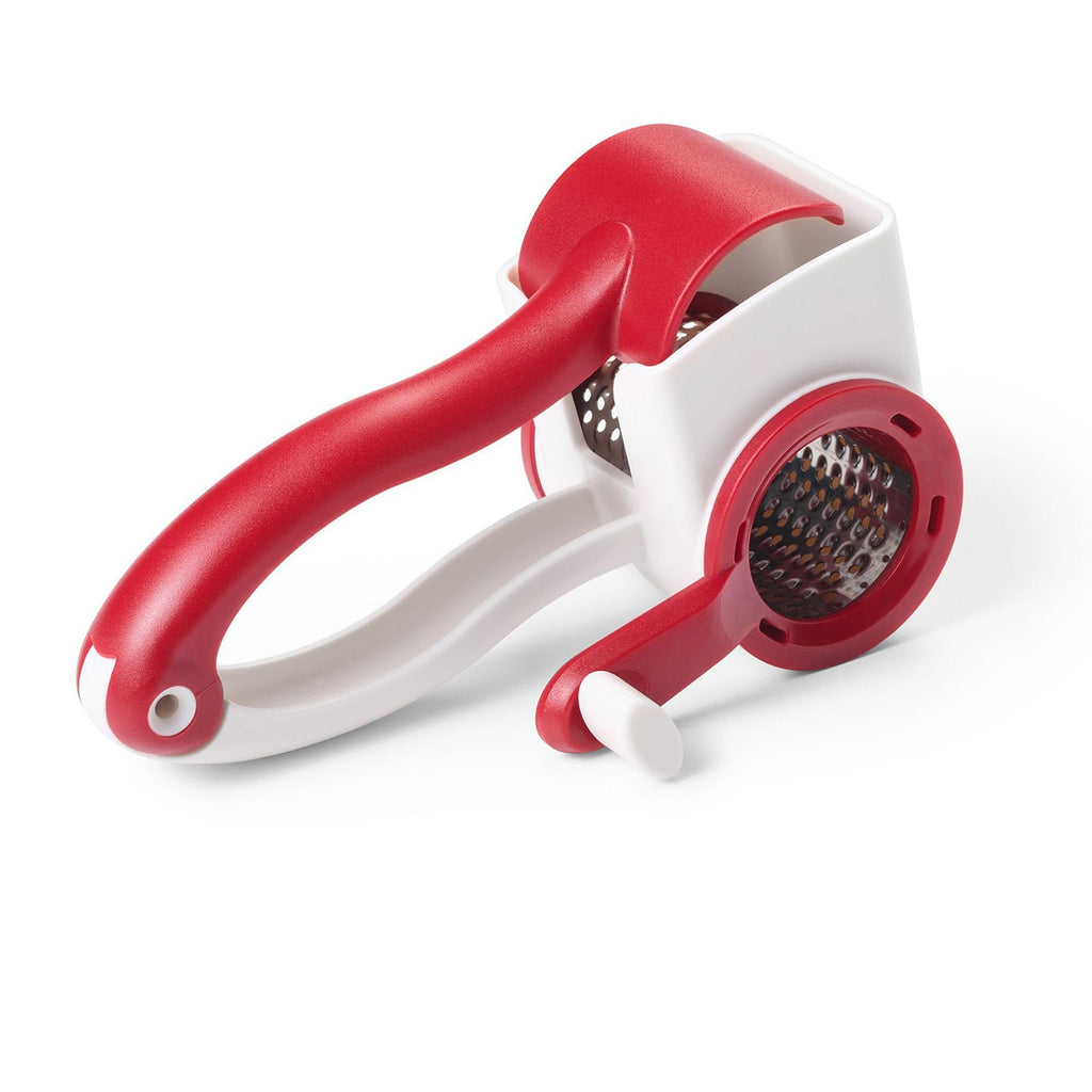 Starfrit - Rotary Cheese Grater, Stainless Steel Barrel, Dishwasher Safe, Red - 65-218375 - Mounts For Less