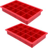 Starfrit - Set of 2 Soft Silicone Ice Cube Molds, 15 Cube Capacity, Red - 65-218379X2 - Mounts For Less