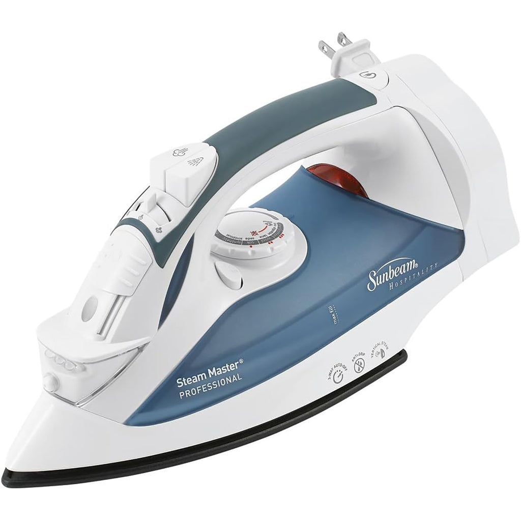 Sunbeam - SteamMaster Iron with Non-Stick Soleplate, Retractable Cord, 1200 Watts, Blue - 65-311372 - Mounts For Less