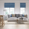 Versaille - Cordless Roman Shade, Caesar Collection, Room Darkening Fabric, Blue (Available in 7 Sizes) - - Mounts For Less
