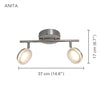 Xtricity - 2 Heads Ceiling Light with Integrated LED, 14.56 '' Width, From Anita Collection, Nickel - 76-5-90082 - Mounts For Less