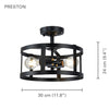 Xtricity - 2-Light Decorative Ceiling Light, 11.8" Width, From the Preston Collection, Black - 76-5-90247 - Mounts For Less