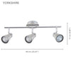 Xtricity - 3 Heads Ceiling Light, 23.22 '' Width, From The Yorkshire Collection, Chrome Nickel - 76-5-90035 - Mounts For Less