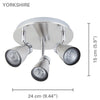 Xtricity - 3 Heads Ceiling Lights, 9.44 '' Width, From The Yorkshire Collection, Nickel Chrome - 76-5-90036 - Mounts For Less