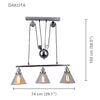 Xtricity - 3-Light Pendant , 29.1 '' Width, From Dakota Collection, Chrome - 76-5-90126 - Mounts For Less