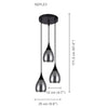 Xtricity - 3-Light Pendant, 9.8'' Width, From the Repley Collection, Black - 76-5-90258 - Mounts For Less