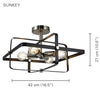 Xtricity - 4-Light Ceiling Light, 16.5'' Width, From the Sunkey Collection, Black - 76-5-90246 - Mounts For Less