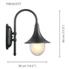 Xtricity - Outdoor Wall Light, Height 17.36 '', From The Prescott Collection, Black - 76-5-90014 - Mounts For Less