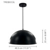 Xtricity - Pendant, 17.91" Width, From the Trebecca Collection, Black - 76-5-90277 - Mounts For Less