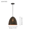 Xtricity - Pendant Light, 11.81 '' Width, From The Ashford Collection, Black and Gold - 76-5-90098 - Mounts For Less
