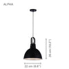 Xtricity - Pendant Light, 8.6 '' Width, From the Alpha Collection, Black - 76-5-90175 - Mounts For Less