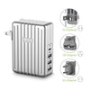 Zendure - Wall Charger with 4 USB Ports with US, UK and EU Travel Adapter, Silver - 78-135305 - Mounts For Less