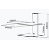 2 shelves Wall Mount in black tempered glass and black mount XL - - Mounts For Less