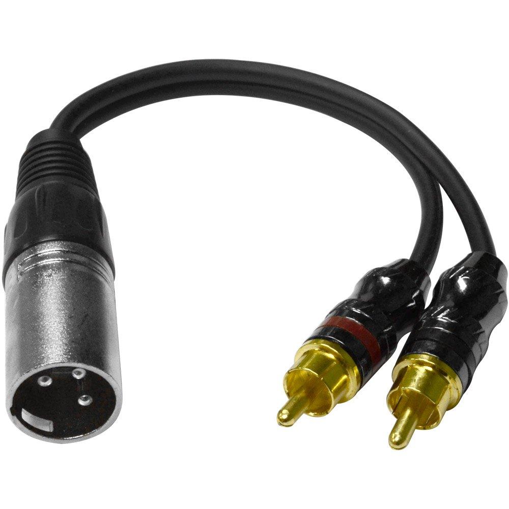 Adapter XLR Male to 2 RCA Male 6 inch - 38-0022 - Mounts For Less